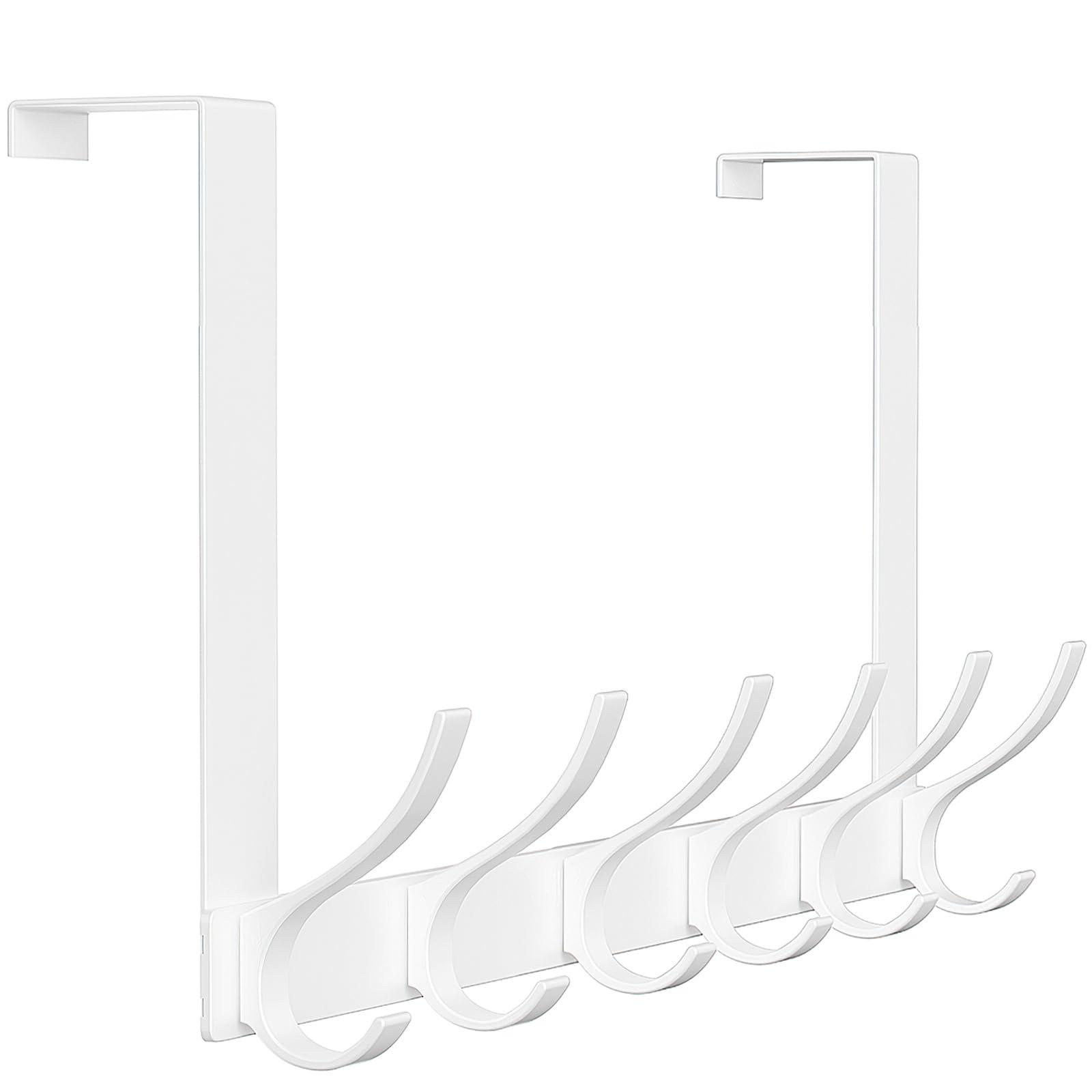 Peasulin Large Over The Door Hooks, Sturdy Door Hanger with 12 Hooks, Door Towel Rack for Bathroom, Bedroom, Kitchen, Coat Rack for Hanging, Easy to Install (White)