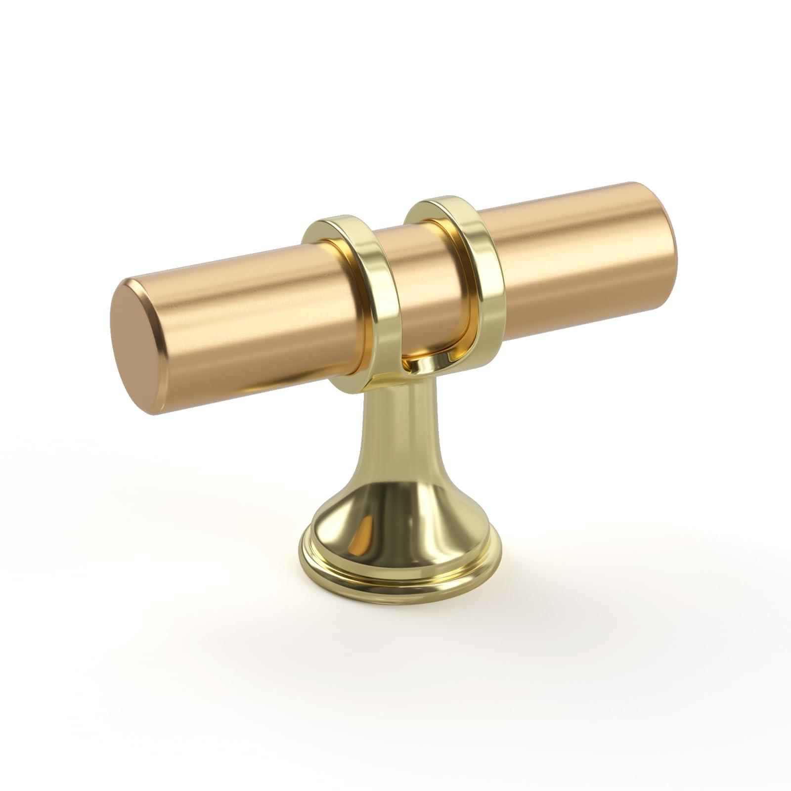 Goldenwarm 5 Pack Gold Cabinet Knobs Brushed Gold Cabinet Handles Kitchen Drawer Knobs Brushed Brass Drawer Handware Pulls Handles for Bedroom Cupboard