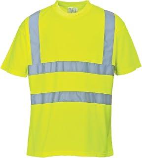Hi-Vis T Shirt Viz Visibility Reflective Safety Work Wear Top ANSI 2, Large Yellow