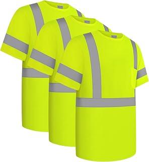 Work Shirts for Men ConstrUCRtion Class 2 High Visibility Shirts, Hi Vis Reflective Safety T-Shirts for Men Women, Short Sleeve Work Shirts, Durable to Use, UCR-Yellow XL,3PACK
