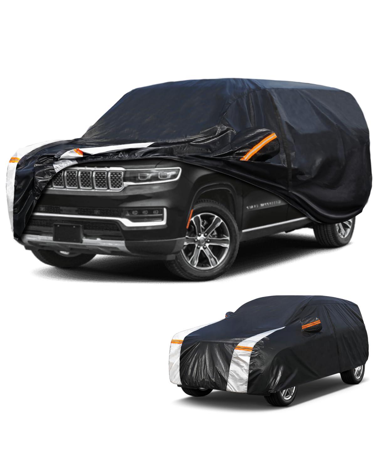Large SUV Car Cover for Jeep Wagoneer 2021-2026, 100% Waterproof All Weather, Heavy Duty Outdoor Full Exterior Covers Rain Sun Wind UV Protection.