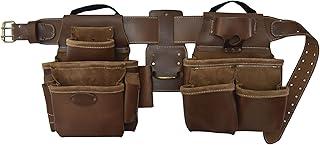 Leather Framer's Tool Belt Combo - 4 Piece Set for Men - Full-Grain Leather with 17 Pockets, Tape Holder & Hammer Loop - Heavy Duty Nylon Stitch - Ideal Carpenter's Tool Belt