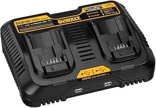 DEWALT 12/20V MAX Battery Charger, Corded, Dual Charging Station, 2-USB Ports Included (DCB102)