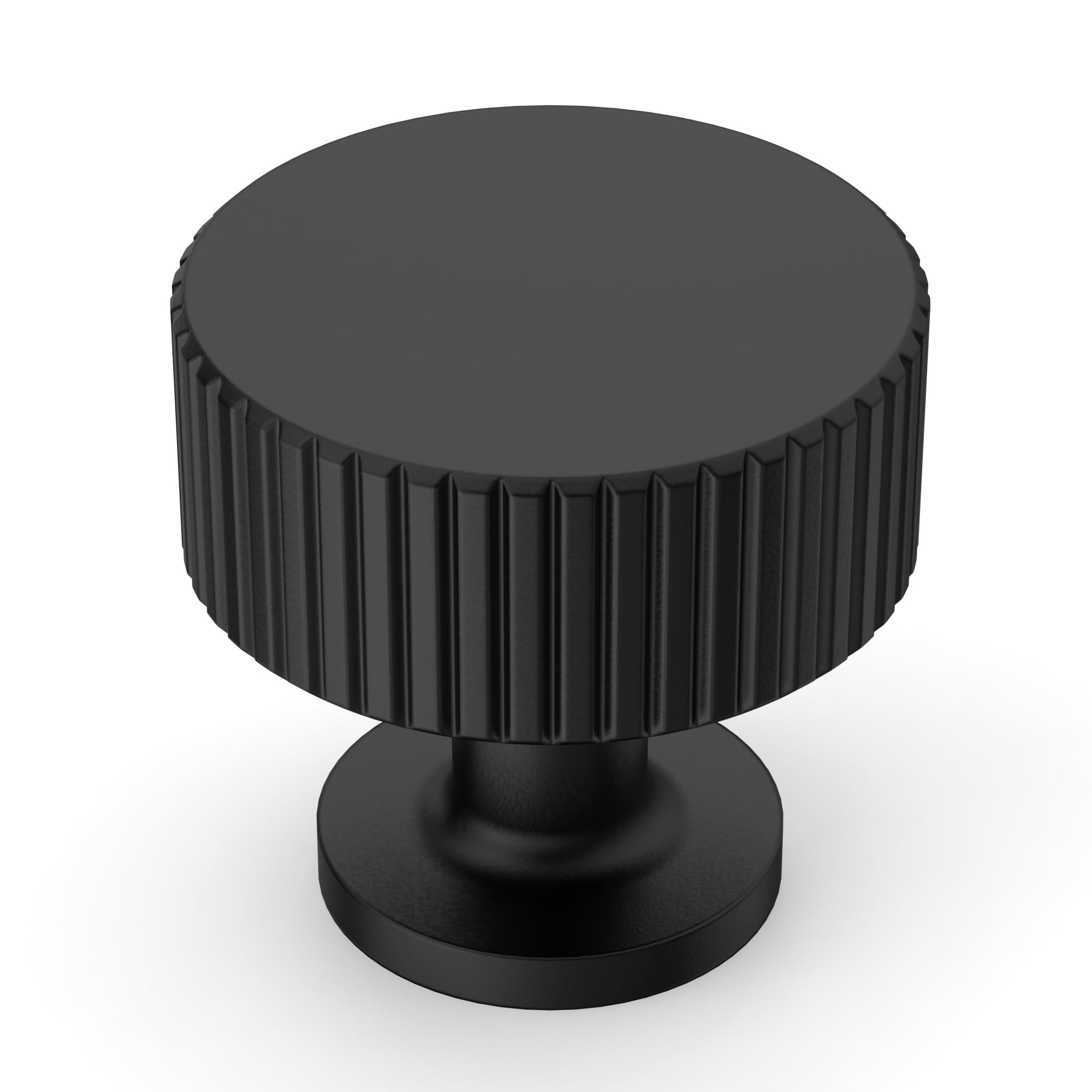 Amerdeco 10 Pack Matte Black Cabinet Knobs Single Hole Cabinet Pulls 1 Inch Drawer Knobs and Pulls for Bathroom Cabinets ZH0071