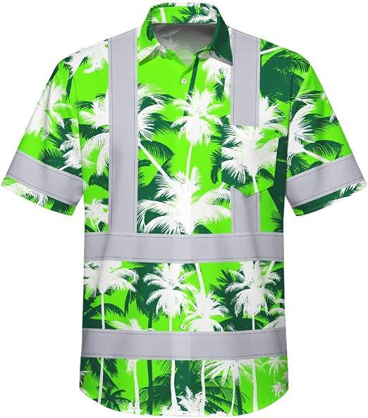 Aloha Hivis Tropical Leaf High-Visibility Shirt