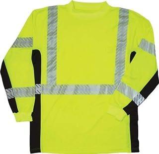 Kishigo 9134 Polyester Black Series Class 3 Long Sleeve T-Shirt, Large, Lime