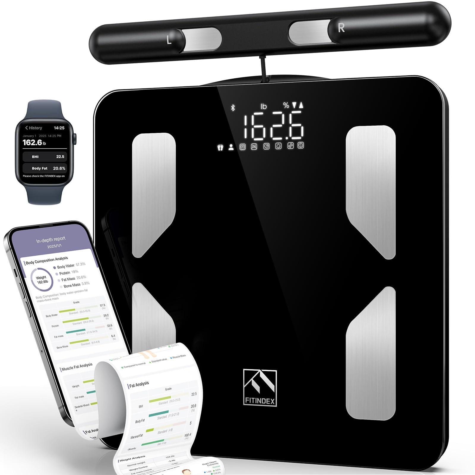 FITINDEX Smart Scale for Body Weight, Body Pod Scale [2026 Upgraded], 8-Electrode Body Composition Scale with BMI, Body Fat, Muscle Mass, Digital Bathroom Scale with Larger Platform, Bluetooth