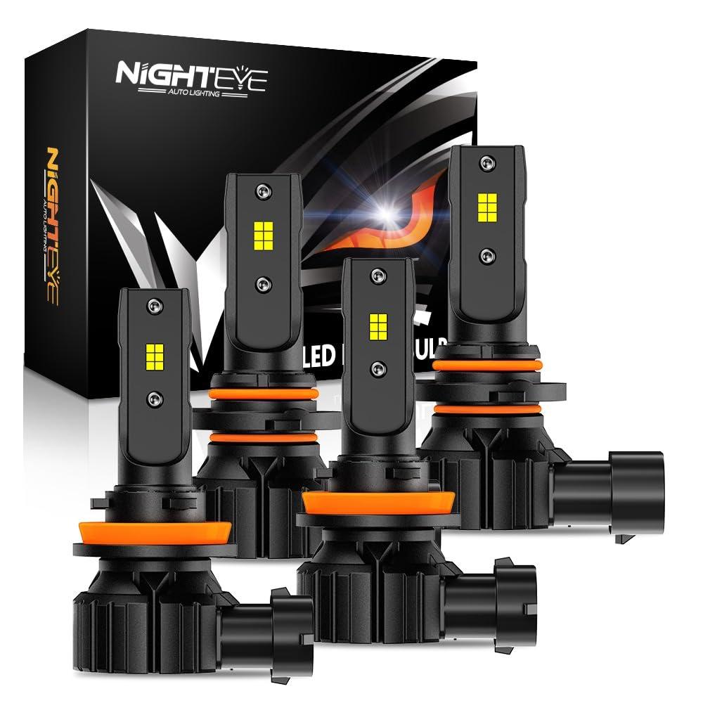 NIGHTEYE 9005 9006 Fog Light - 40000LM 6500K 9005/HB3 High Beam 9006/HB4 Low Beam Bulb LED Fog Light Kit, Plug and Play,Pack of 4