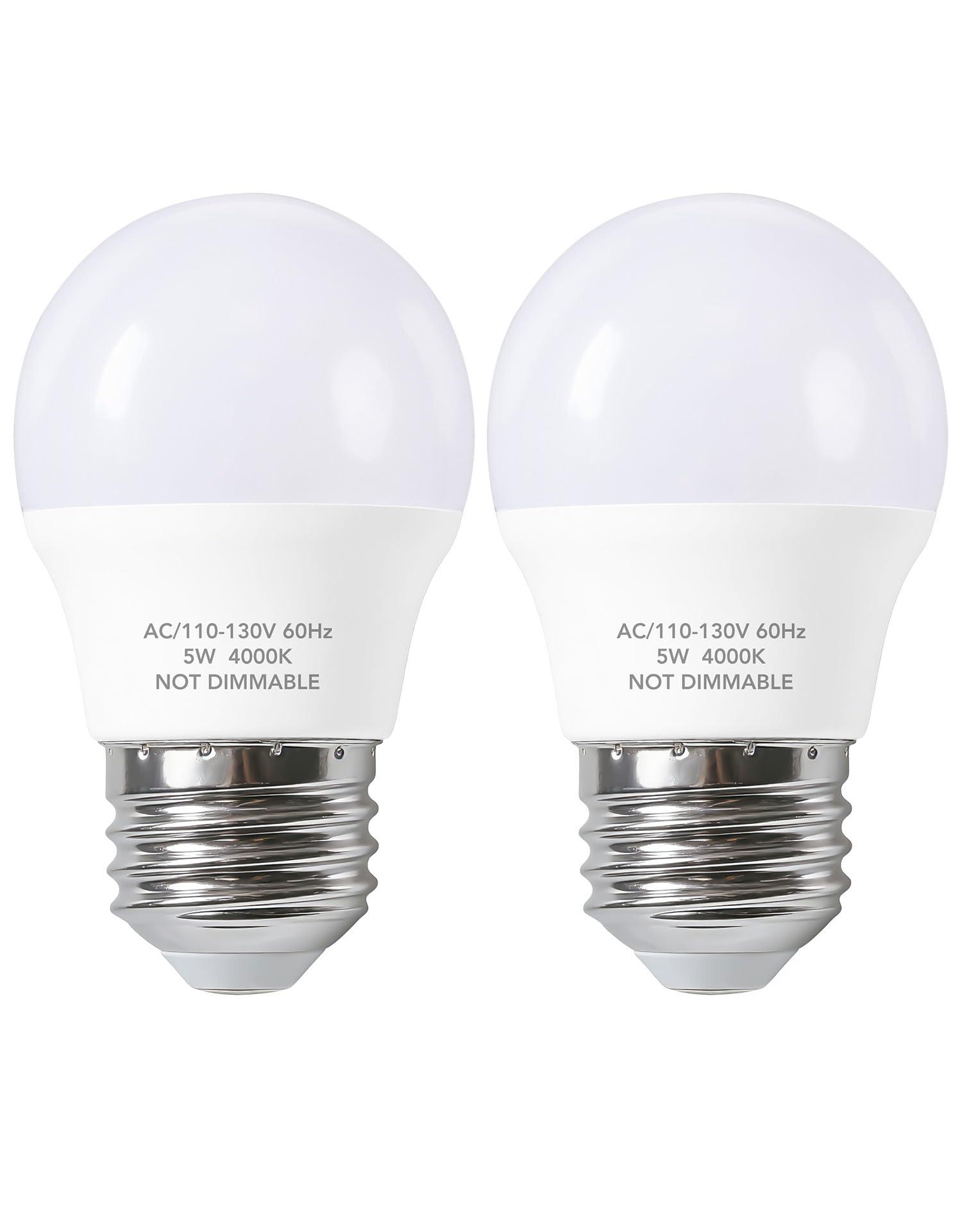 PARTPHONER Small LED Bulb 5W 40 Watt Equivalent Light Bulbs Night Stand Table Lamp Neutral White 4000K LED Energy Saving E26 Medium Base for Home Light Lamp, Non-dimmable 2 Pack