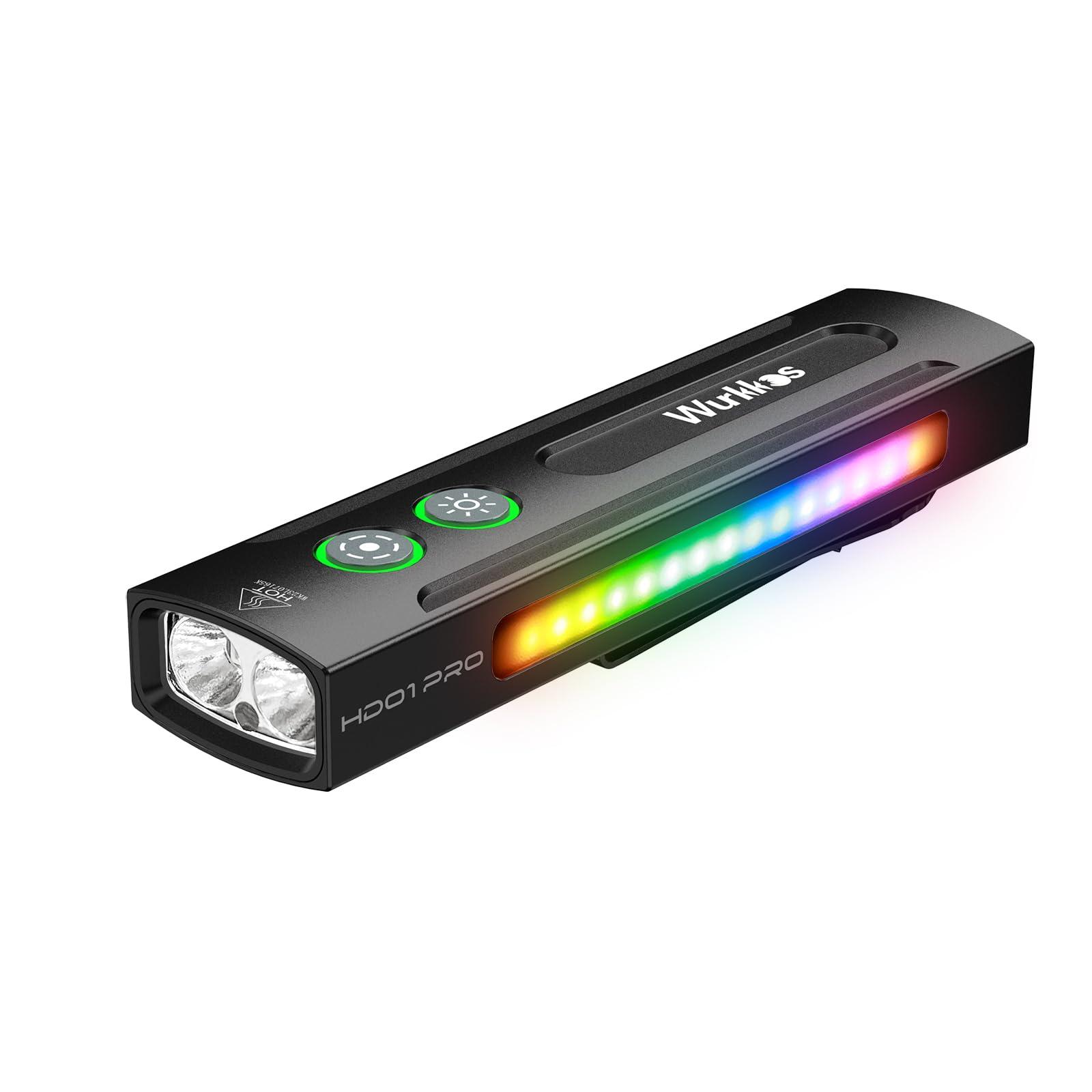 Wurkkos HD01 PRO 6-in-1 Flashlight with White Light UV Light&Green Light and Side Light,Working Handle Flashlight with Magnetic 1200LM for Outdoor Camping