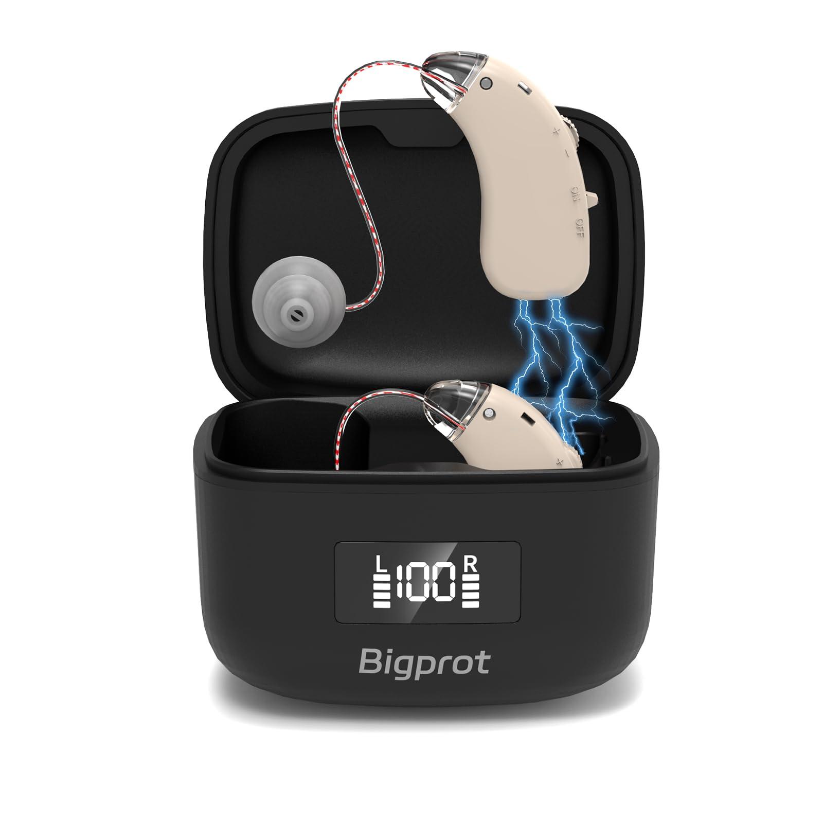 Bigprot OTC Hearing Aids for Seniors, 2026 Rechargeable Digital Sound Amplifier with Noise Cancelling for Adults, Lightweight Beginner-Friendly Hearing Aids for People Hard of Hearing (Black)