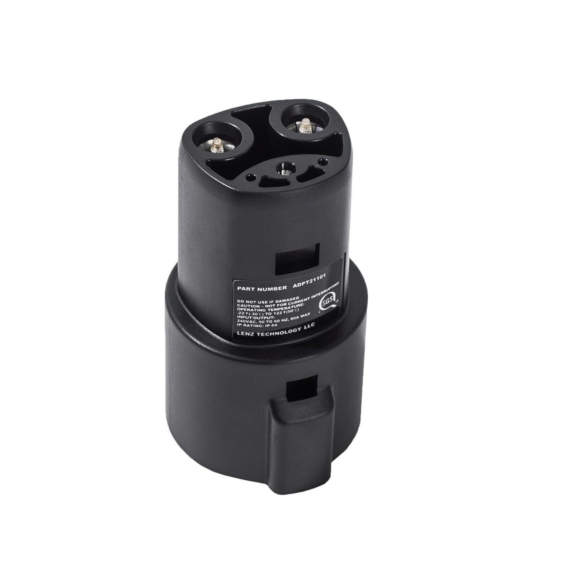 LENZ J1772 Charging Adapter for Tesla Model 3, Y, S, X, and Cybertruck, Safety Certified, 80A/240V, Optimal Fit, Easy Setup (Note: for Tesla Vehicles Only)