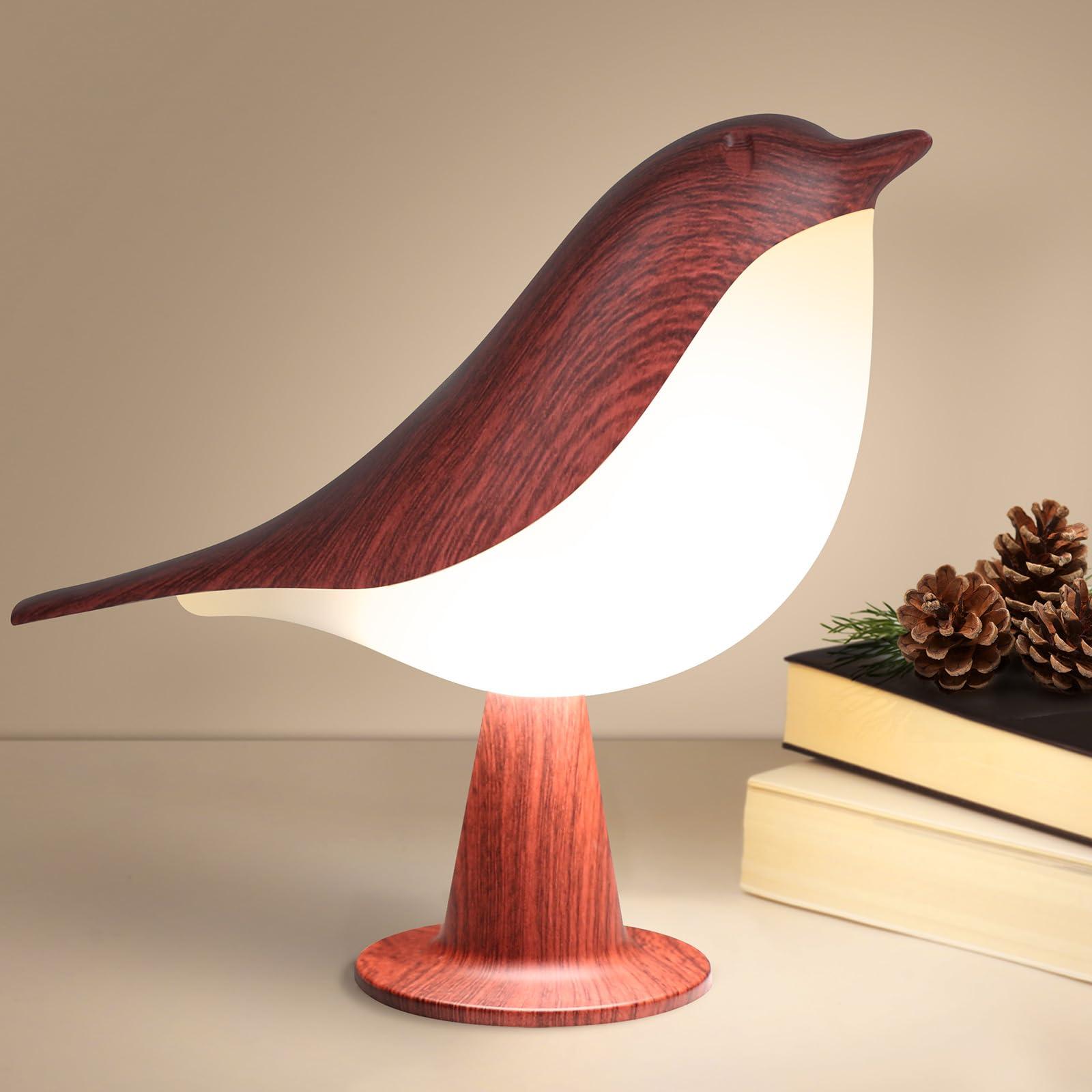 VoMii Bird Table Lamp, Small Desk Lamp Cordless Touch Dimmable Night Light with 3 Color Temperature, Cute Lamps Rechargeable 2600mAh, for Bedroom Bedside Nightstand, Room Decor, Bird Gifts
