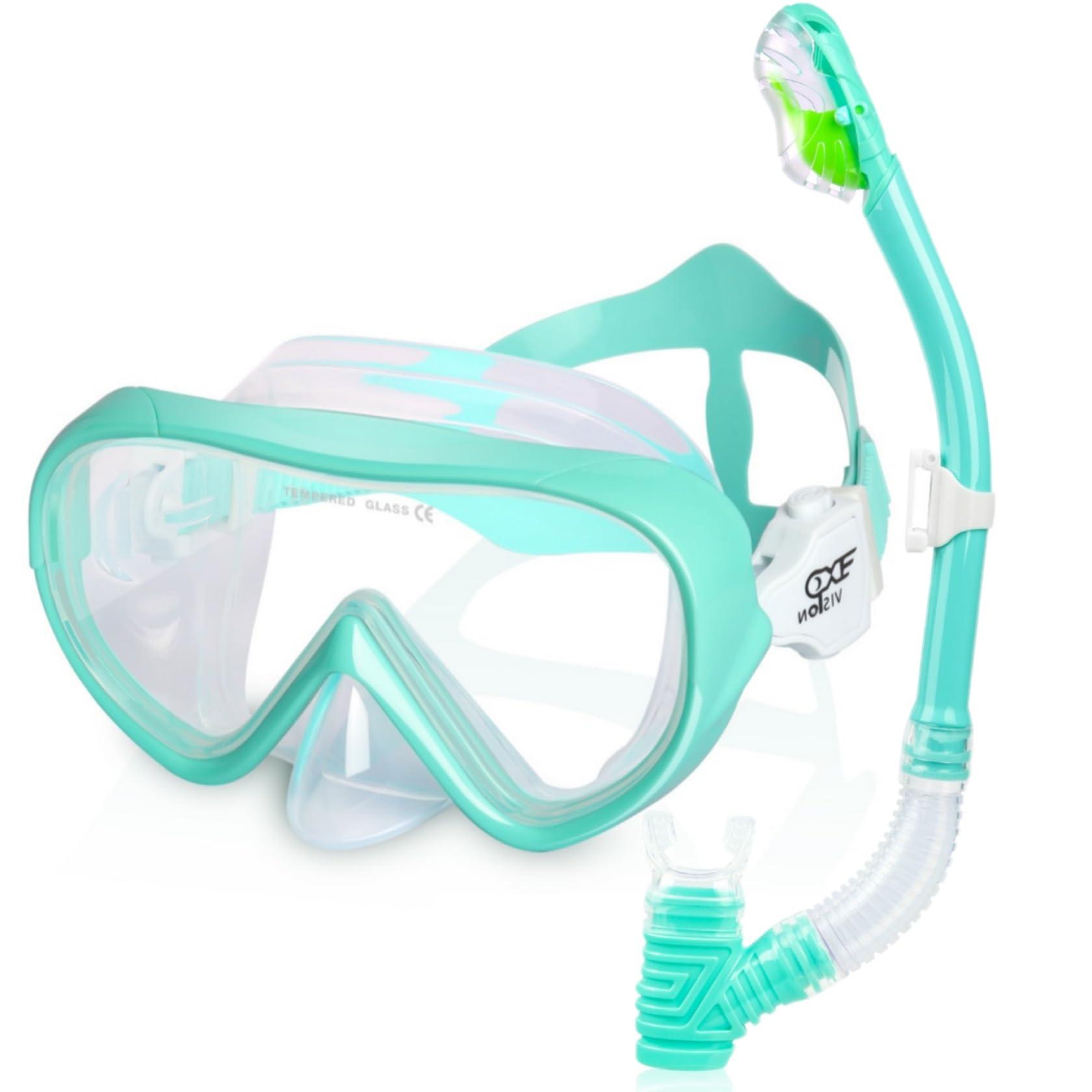Kids Snorkel Set, Child Diving Mask Anti-Fog Swim Goggles and Dry Snorkel Children Snorkeling Gear for Youth Boys Girls Age 4-14