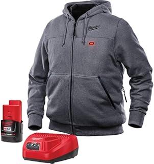 Heated Hoodie KIT M12 12V Lithium-Ion Front and Back Heat Zones - Battery and Charger Included - (Large, Gray)