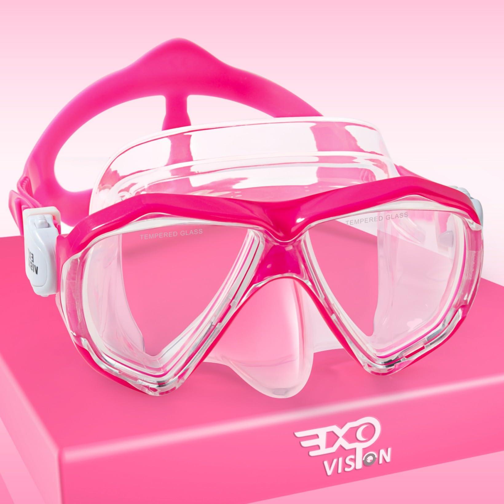 Kids Diving Mask 180° Anti-Fog Swim Mask, Tempered Glass Child Swim Goggles with Nose Cover Anti-Leak Kids Swim Goggles 4-14 Boys Girls for Diving, Snorkeling, Swimming