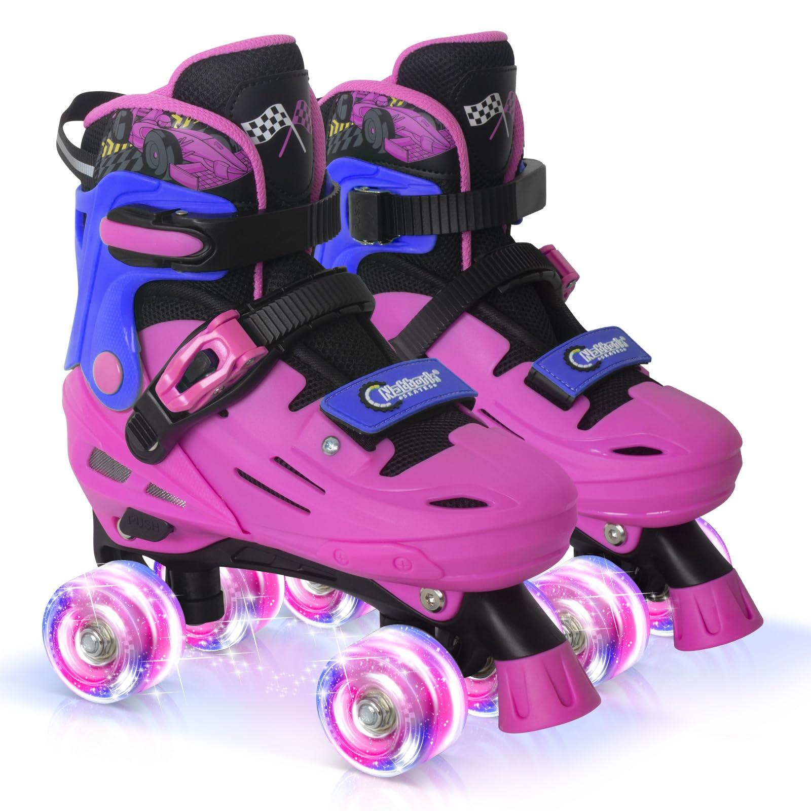 Nattork Adjustable Roller Skates for Kids Boys Girls- Teen Youth Age 4-16 - Cool Racing Car Indoor Outdoor Gift Idea for Birthdays Christmas