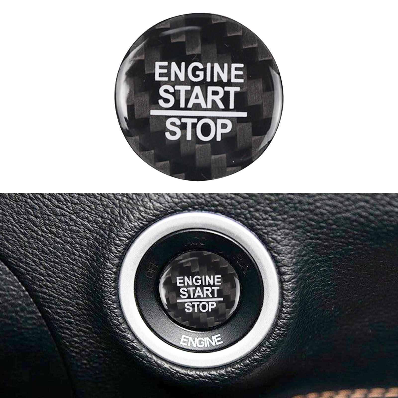 QianBao Compatible with Start Stop Button Cover Carbon Fiber Keyless Car Engine Ignition Switch for Dodge Challenger SRT Charger Durango Jeep Grand Cherokee Black