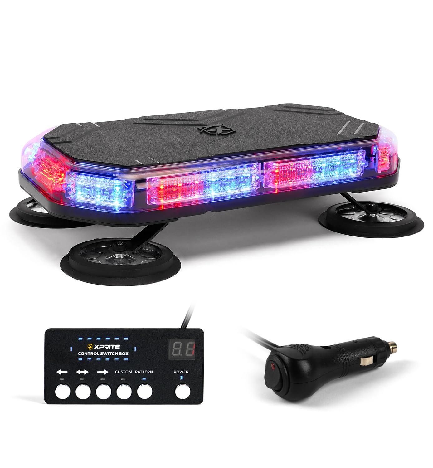 Xprite 42 LED Rooftop Strobe Light, High Visibility Emergency Hazard Warning Flashing Light Bar w/Control Panel for Construction Vehicles Towing Work Trucks Plows Pickup-Multi Color