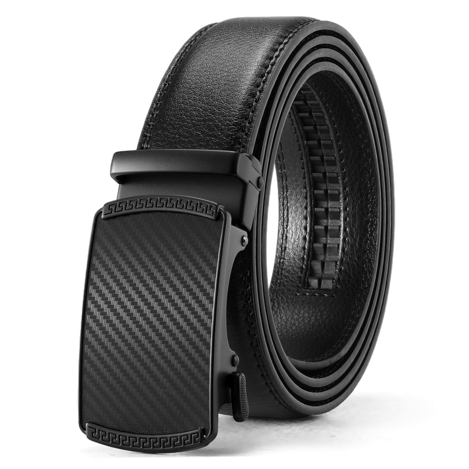 FALAN MULE Mens Belt,Slide Leather Ratchet Belt for Mens Dress Casual,Size Adjustable