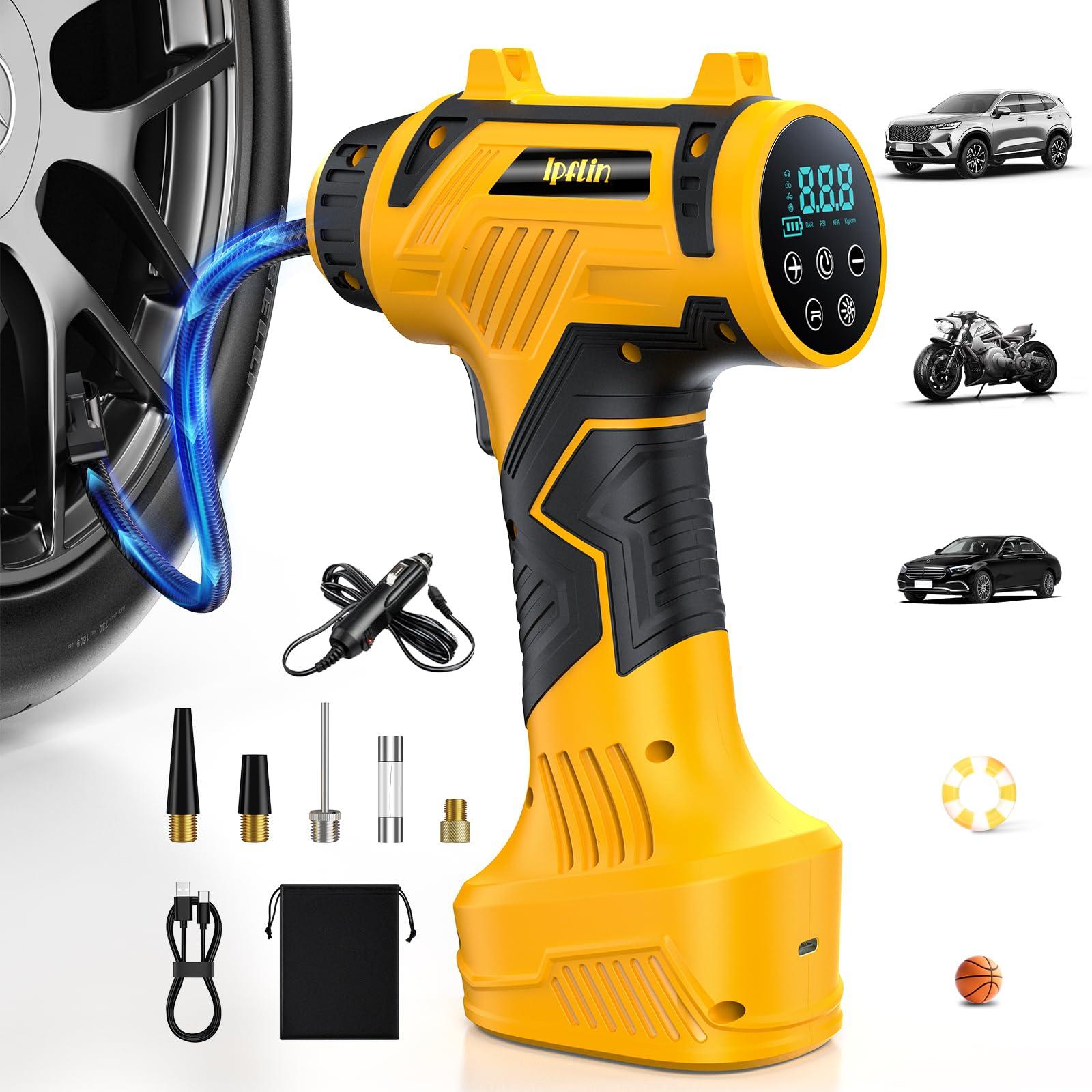 𝟗𝟔𝟎𝟎𝐦𝐀𝐡 Tire Inflator Portable Air Compressor - Corded/Cordless Tire Inflator - 𝐁𝐚𝐭𝐭𝐞𝐫𝐲 & 12V DC, Faster Inflation Handheld Air Compressor, 160PSI Air Pump for Car, SUV, Motorcycle, Bike