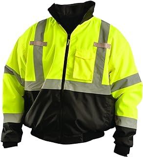 Occunomix LUX-ETJBJR-BYM Classic Three-Way Black Bottom Bomber Jacket, Class 3, 100% ANSI Polyester, Medium, Yellow