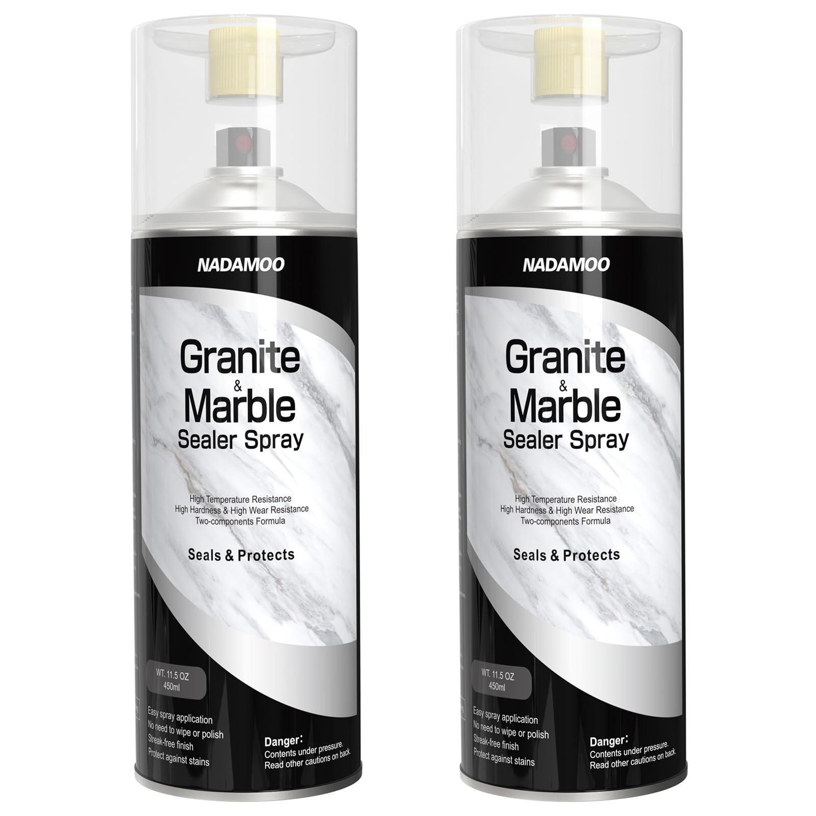 NADAMOO 2K Granite & Marble Sealer Spray, 2-Parts Formula Sealant with Stronger Adhesion and Enhanced Wear Resistance, Seal & Protect Kitchen & Bath Surfaces, Clear, 2 Cans