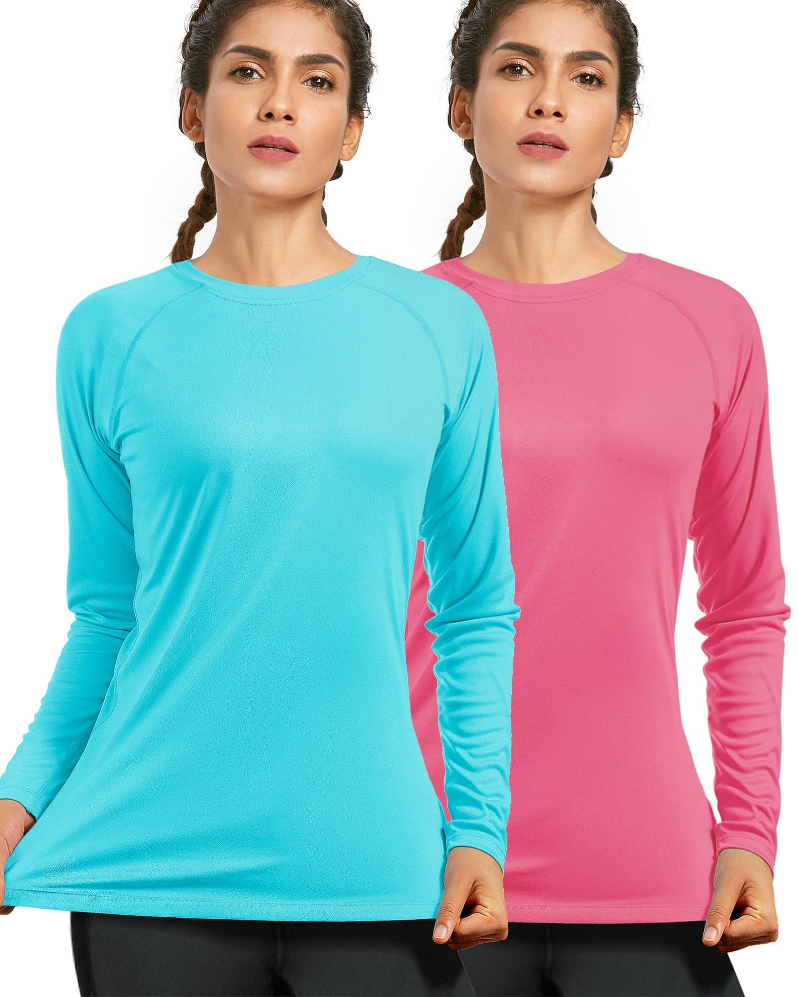 isnowood Women's Sun Protection Long Sleeve Shirts, UPF 50+ UV Rash Guard Swim Shirt, Workout Hiking Running Athletic Tops