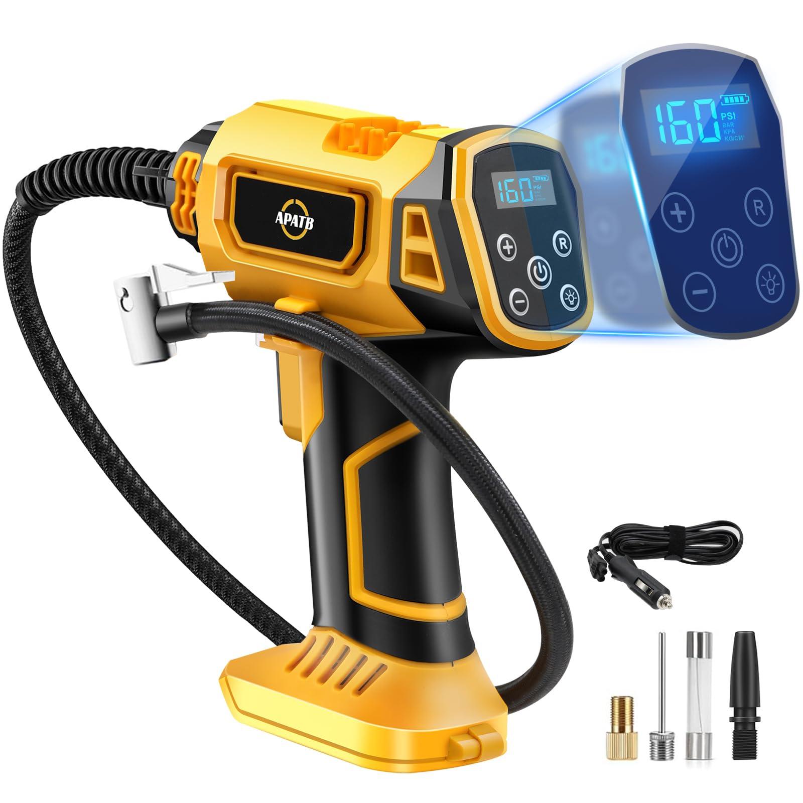 Cordless Air Compressor for Dewalt 20V Max Battery,150PSI Portable Tire Inflator Handheld Air Pump with Digital Pressure Gauge for Cars Motorcycles Bikes Sport Balls (No Battery)