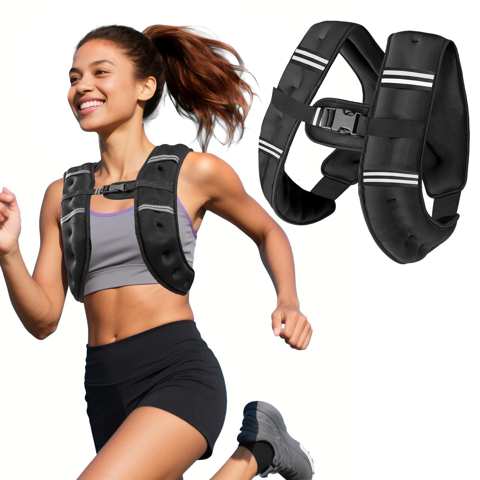 Zikopomi Weighted Vest Woman Man, 6lb/8lb/12lb/16lb/20lb/25lb/30lb Weight Vest with Reflective Stripes for Workout, Strength Training, Running, Fitness, Muscle Building, Weight Loss, Rucking Vest