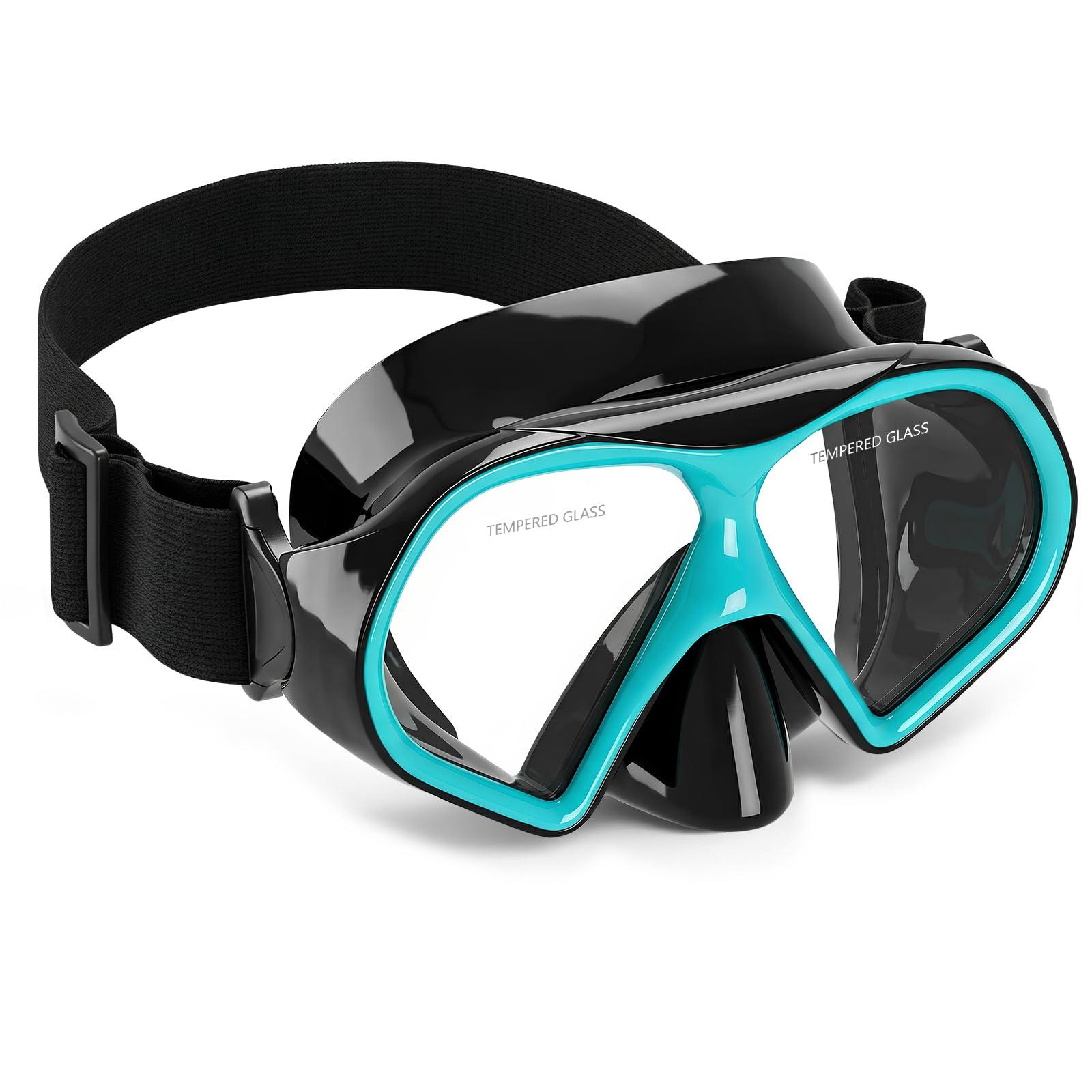 Aegend Swim Goggles with Nose Cover, 180° Panoramic Anti-Fog Tempered Glass, No-Leak Diving Mask for Adults Men Women