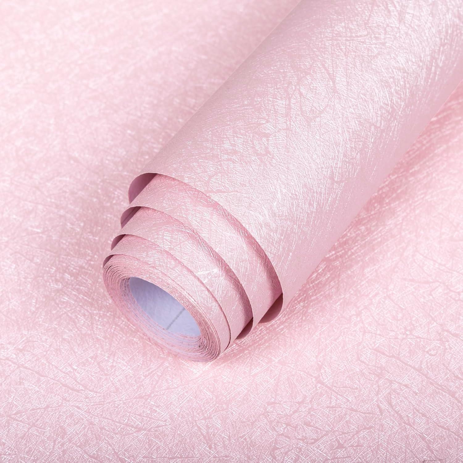 Pink Peel and Stick Self Adhesive Wallpaper - Removable Waterproof Bathroom Countertop Contact Paper - Kitchen Vinyl Wrap for Cabinet Countertops - Wall Cover Counter Top Paper 15.7" X 787.4"