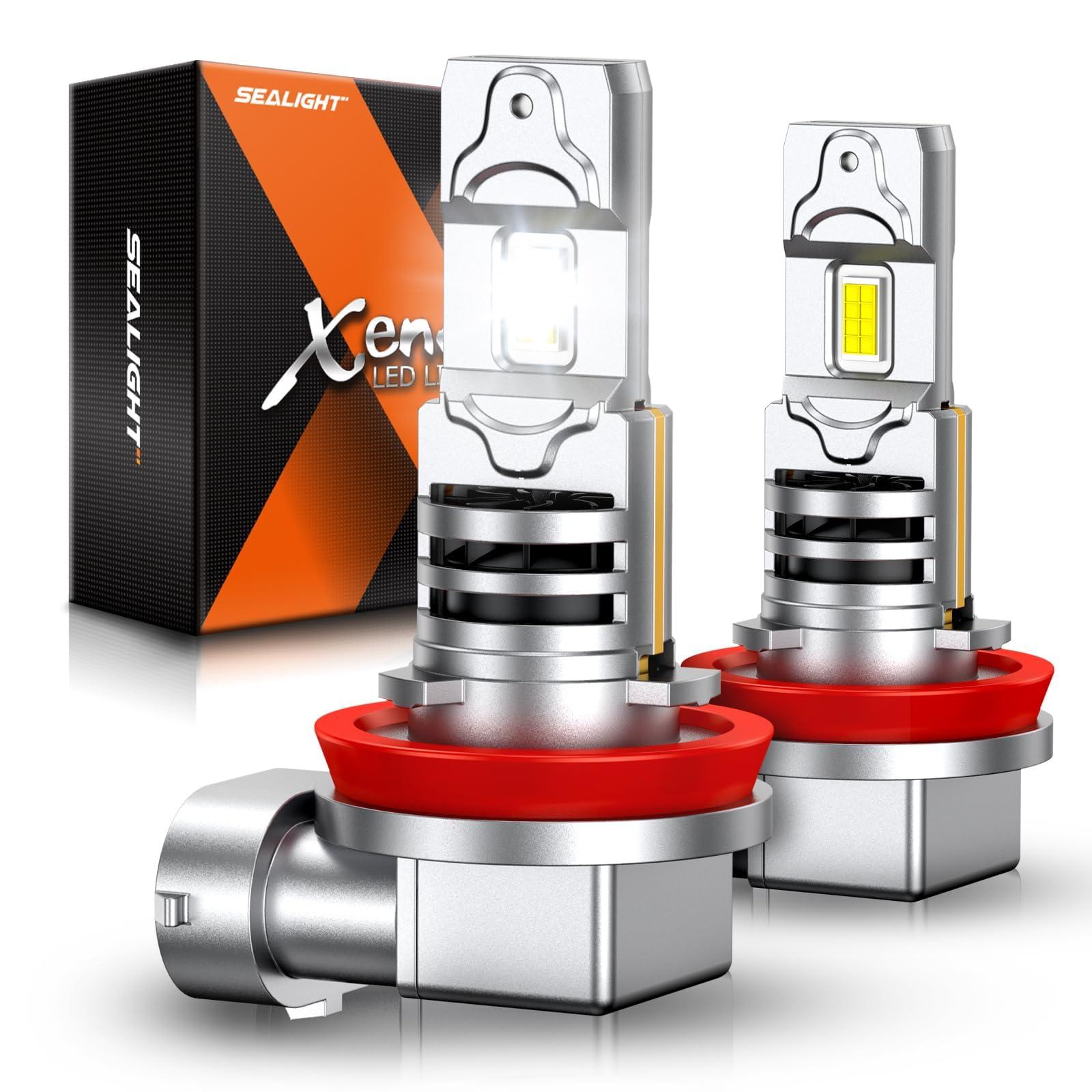 SEALIGHT H11 H16 H8 LED Fog Light Bulb,40000 Lumens 1000% Super Bright H11 LED Fog Lights, 1:1 Design for Car Powersports ATV/UTV, Play-N-Play,pack of 2