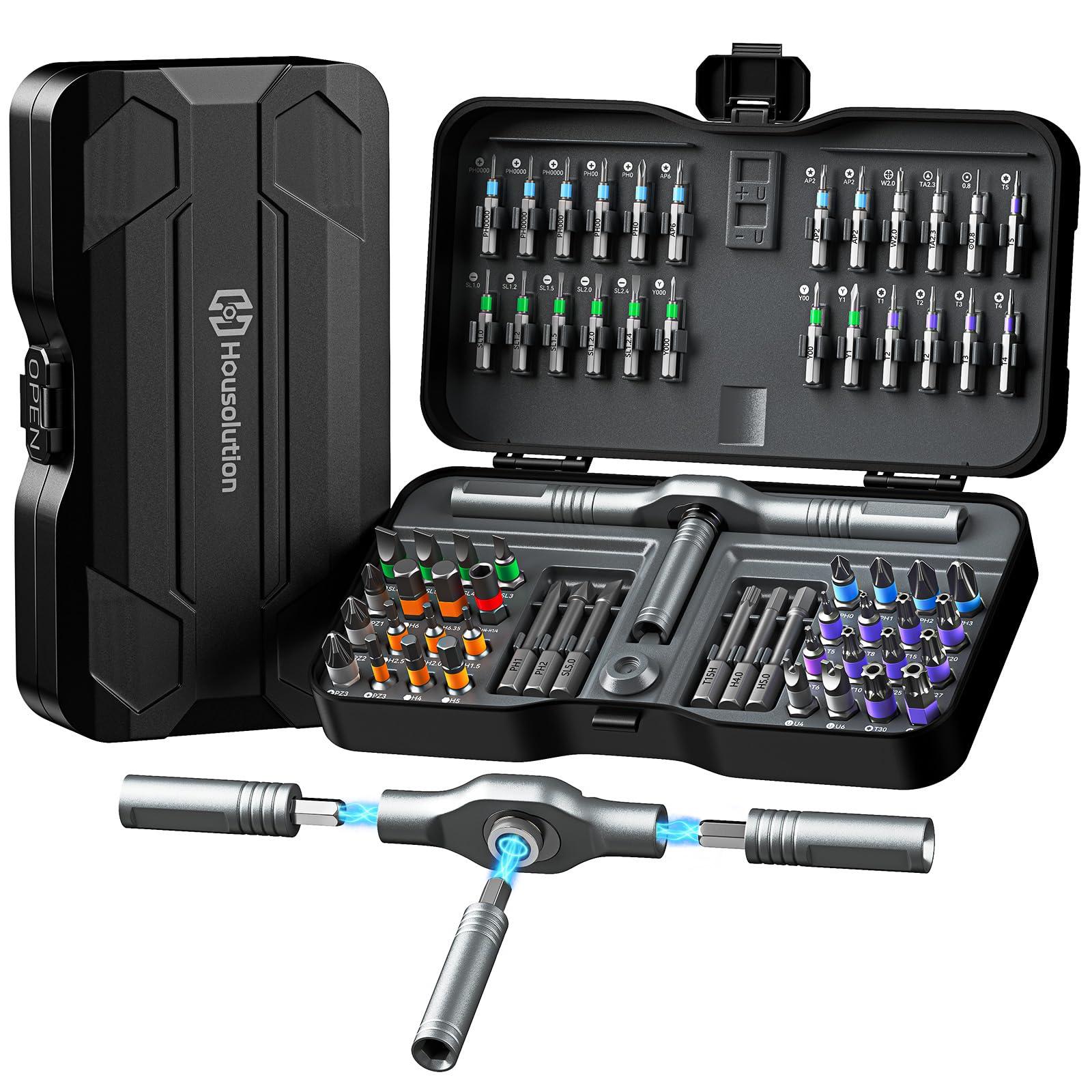 66 in 1 Ratchet Screwdriver Set with Detachable Handle, 6.2° Ratchet Head, Multi S2 Steel Bit Free Combination, Portable Repair Tool Kit for Christmas Gifts Furniture, Computer, Bicycle, DIY
