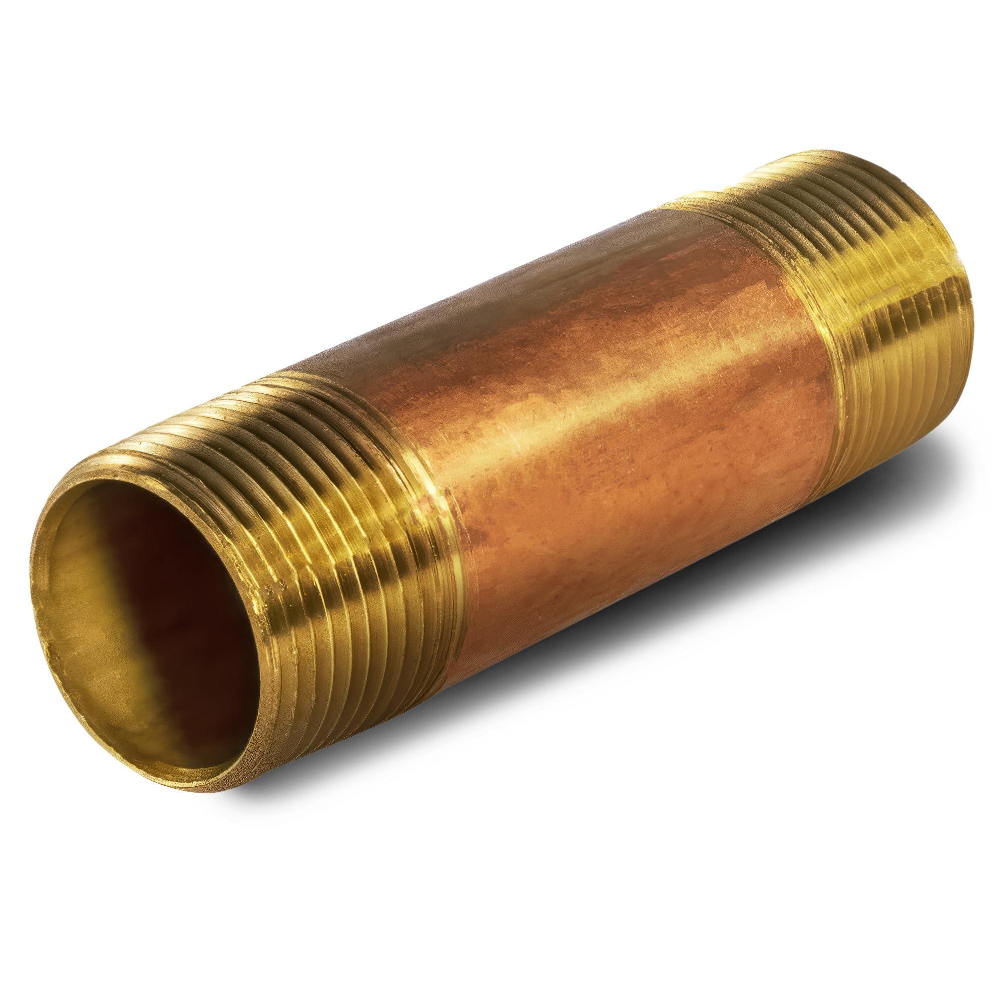 4" Long Brass Nipple Pipe Fitting with 3/4" Nominal Diameter and NPT Ends