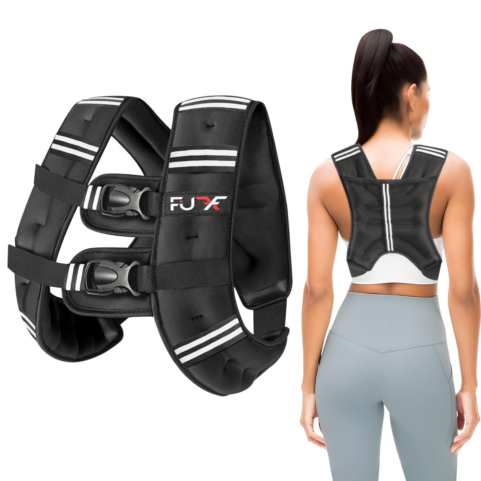 FUFF Weighted Vest Woman, 5/10/12/15/20/25/30 LB Womens Weight Vest for Walking, Strength Training Weight Vests for Female Men, Reflective Stripe Body Vest for Workout Running Jogging Fitness