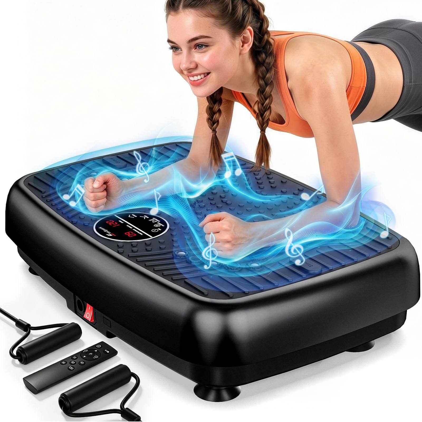 Vibration Plate Exercise Machine, EvoSpark Dual Motor Vibrating Plate for Lymphatic Drainage Weight Loss 450 Lbs Capacity, 120 Levels Full Body Workout Shake Platform Machines for Women Men