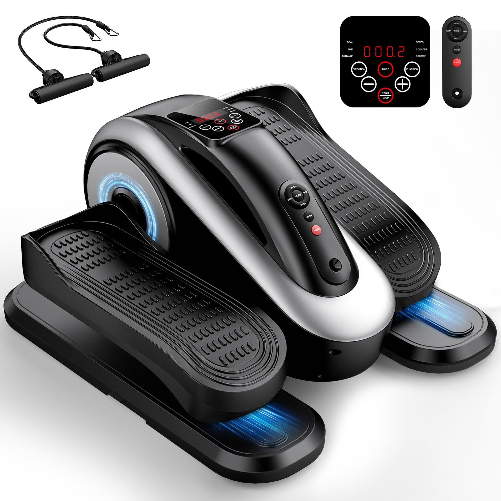 LVPIMAN Large Size Under Desk Elliptical Machine,Electric Leg Exerciser for Seniors,12 Adjustable Speeds&12 Modes with Remote Control,Elastic Rope,Manual&Auto Mode for Home Office