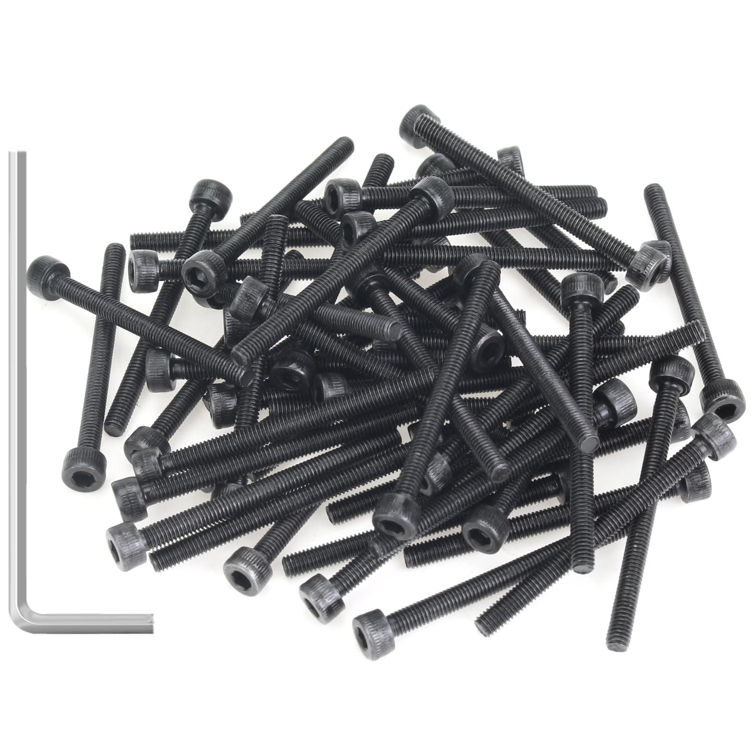 55 Pieces M3 x 35mm Socket Head Cap Screws, Thread Pitch 0.5mm, Sutemribor M3 Black Screws, 12.9 Grade Alloy Steel, Black Oxide Finish, Fully Threaded