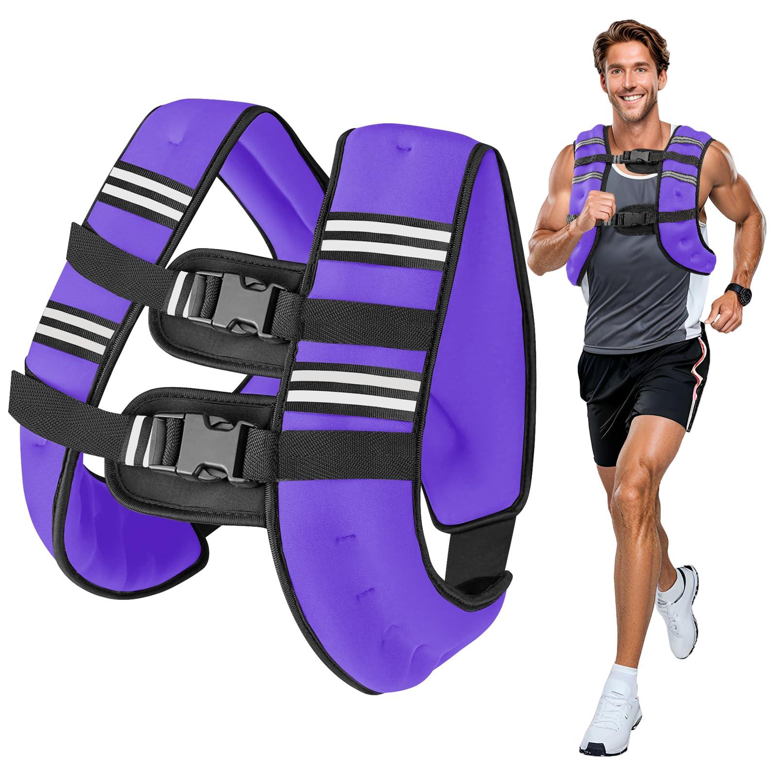 Wolliwa 6lb/8lb/12lb/16lb/20Lb Weighted Vest Woman Men with Reflective Stripe, Chest Size Adjustable Strength Training Weight Vest for Walk Running Jogging