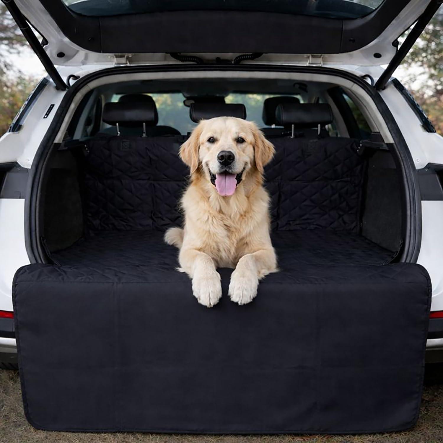ThermoHalo Waterproof SUV Dog Cargo Liner Mat - Heavy Duty Pet Seat Cover for SUV Sedan Van, Non-Slip Back Trunk Protector with Bumper Guard, Large Universal Fit (Black) (CHBX-D-01)