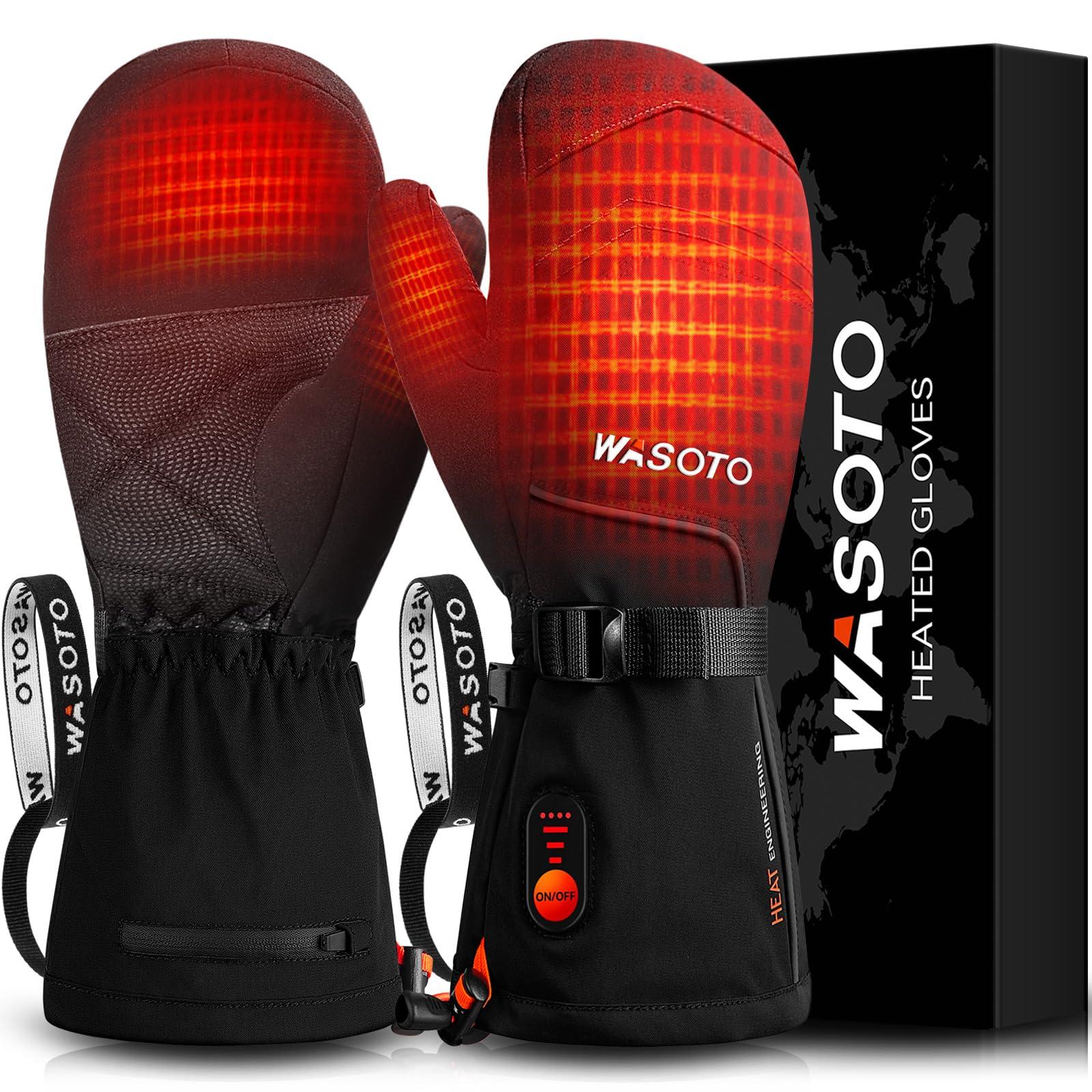 Heated Mittens Gloves for Women Men 7.4V 22.2WH Electric Rechargeable Waterproof Ski Gloves for Winter Work Skiing Snowboarding Hiking Fishing Camping