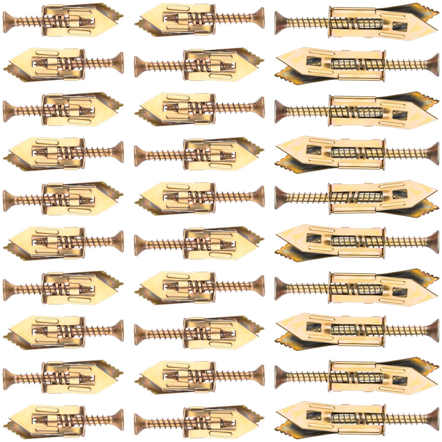 Lekgavd 60pcs Self-Drilling Anchors with Screws, Heavy Duty Drywall Anchors Screws Kits, No Drilling No Hole Metal Anchors for Shelves, Clocks, Home Decoration - 3 Sizes