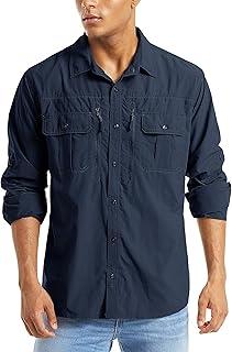 MAGCOMSEN Men's UPF 50+ Sun Protection Shirts, Button Down Long Sleeve Shirt for Hiking, Fishing, Safari