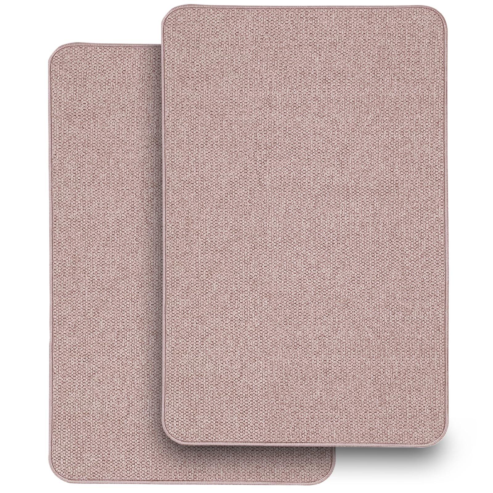 2 Pack Bathroom Rugs 17x27Inch, Thin Bath Mat with Rubber Backing Non-Slip, Absorbent,Quick Dry Machine Washable, Home Decor Accessories Cozy Cloth Bathroom Mat fit Under Door/Sink/Tub/Shower-Biege