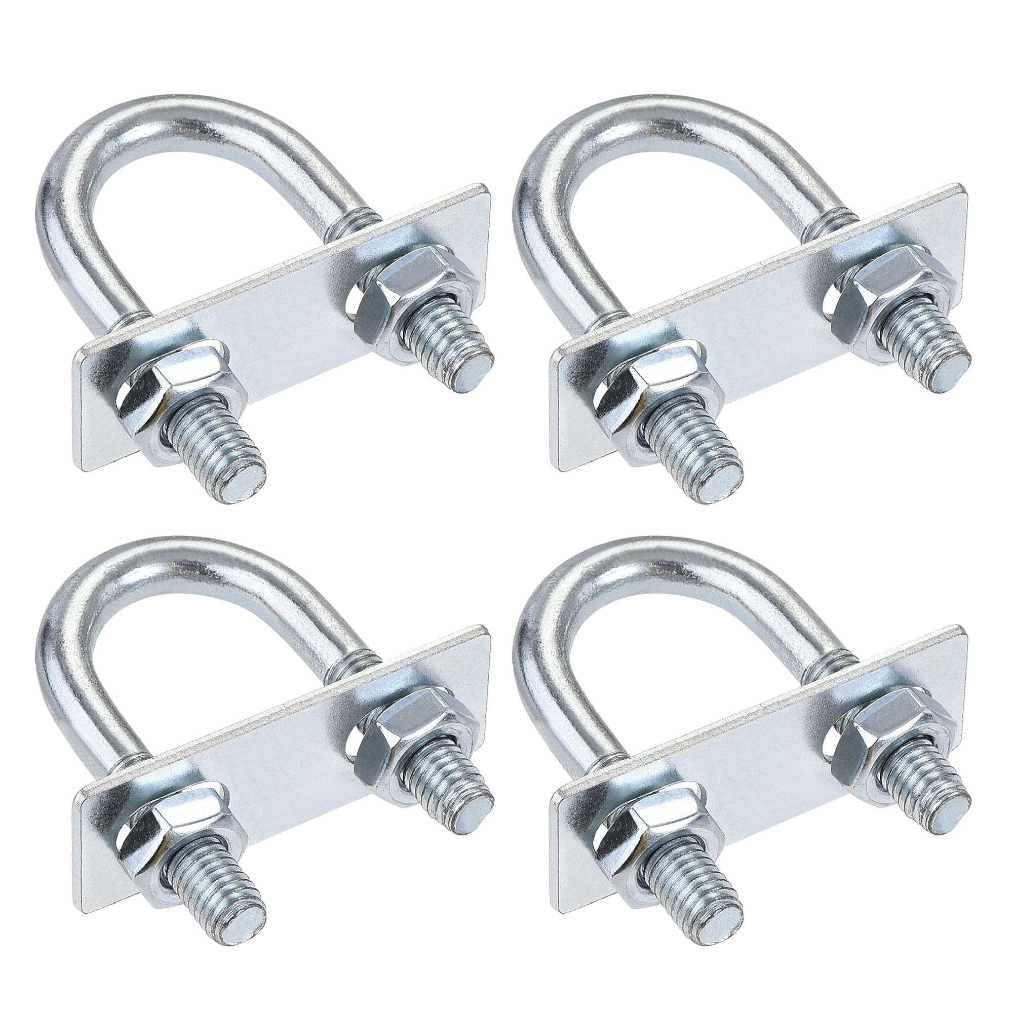 uxcell Round U-Bolts 4 Sets 0.87"(22mm) Inner Width 56mm Length Steel M8 with Nut, Plate