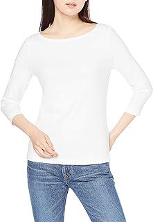 Women's Slim-Fit 3/4 Sleeve Boat Neck Cotton Modal Micro Rib T-Shirt