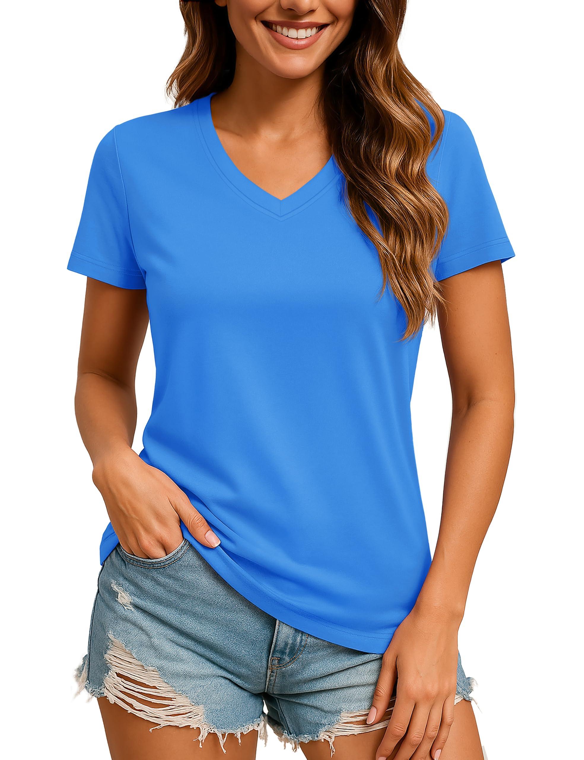 TACVASEN Women's V-Neck T Shirts Short Sleeve UPF 50+ Sun Protection Performance Quick Dry Athletic Workout Tee Tops