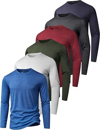 OYGSieg Men's Quick Dry Long Sleeve UPF 50+ Sun Shirts, 6/7 Pack