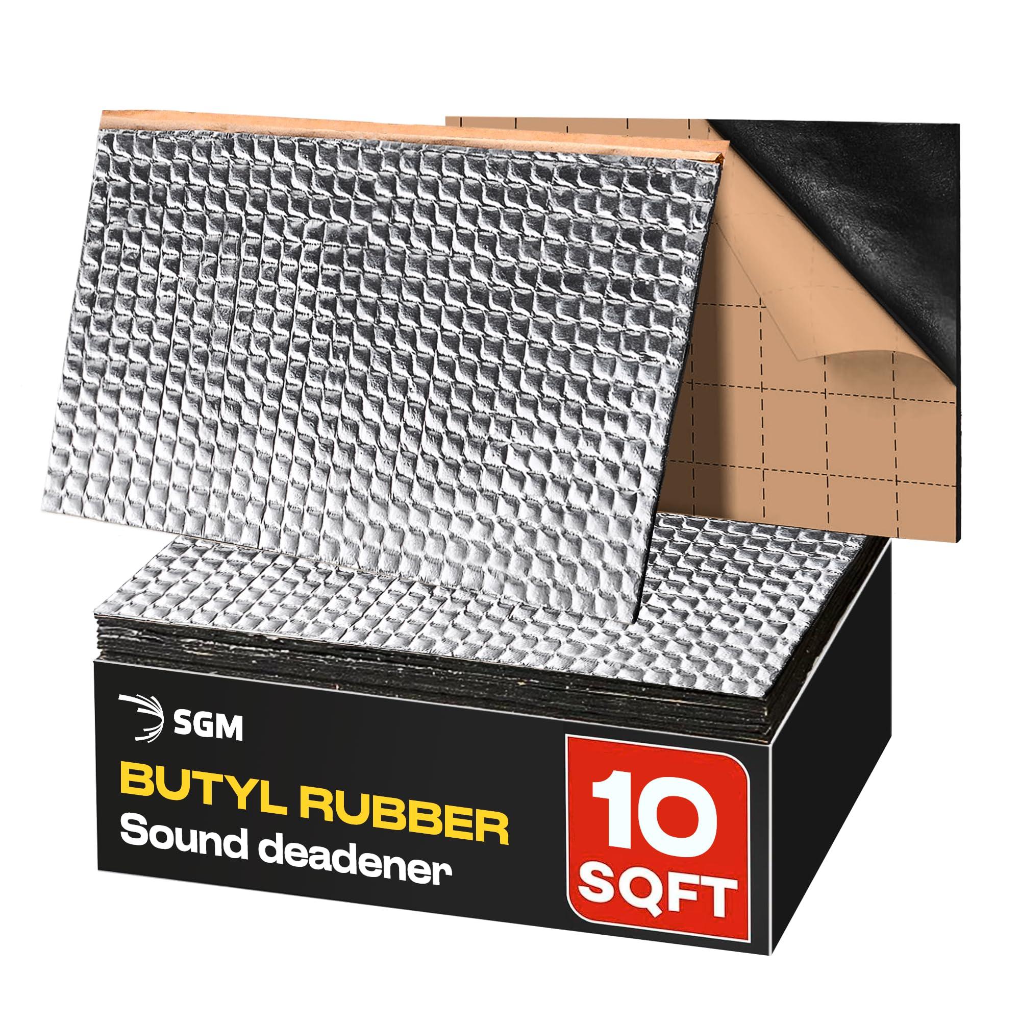 SGM Silver Сar Sound Deadening Mat 80 mil (2mm) 10 sqft (0.92 sqm), Automotive Sound Deadener, Self Adhesive Butyl Car Sound Deadening Material, Audio Noise Insulation and Dampening Sheets